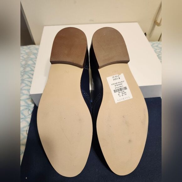 NWT Talbots Leighton Blue Polished Leather Tassel Brogue Loafers Sz.6.5 Ret $139 - Picture 9 of 9
